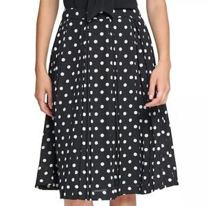 Karl Lagerfeld Paris Dot-Print Polka Dot Pleated Skirt Black White Plus Size 16